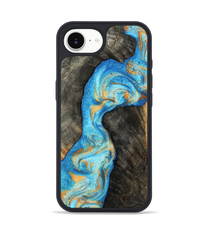 iPhone 16e Wood Phone Case - Oaklee (Teal & Gold, 801636)