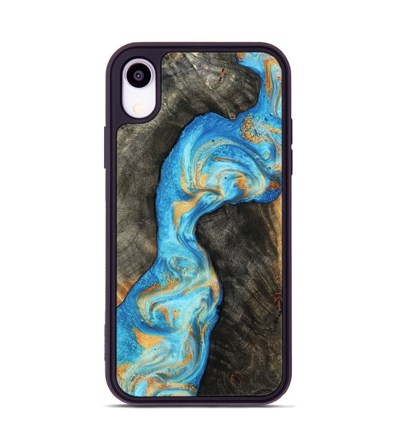 iPhone Xr Wood Phone Case - Oaklee (Teal & Gold, 801636)