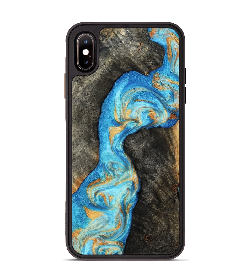 iPhone Xs Max Wood Phone Case - Oaklee (Teal & Gold, 801636)