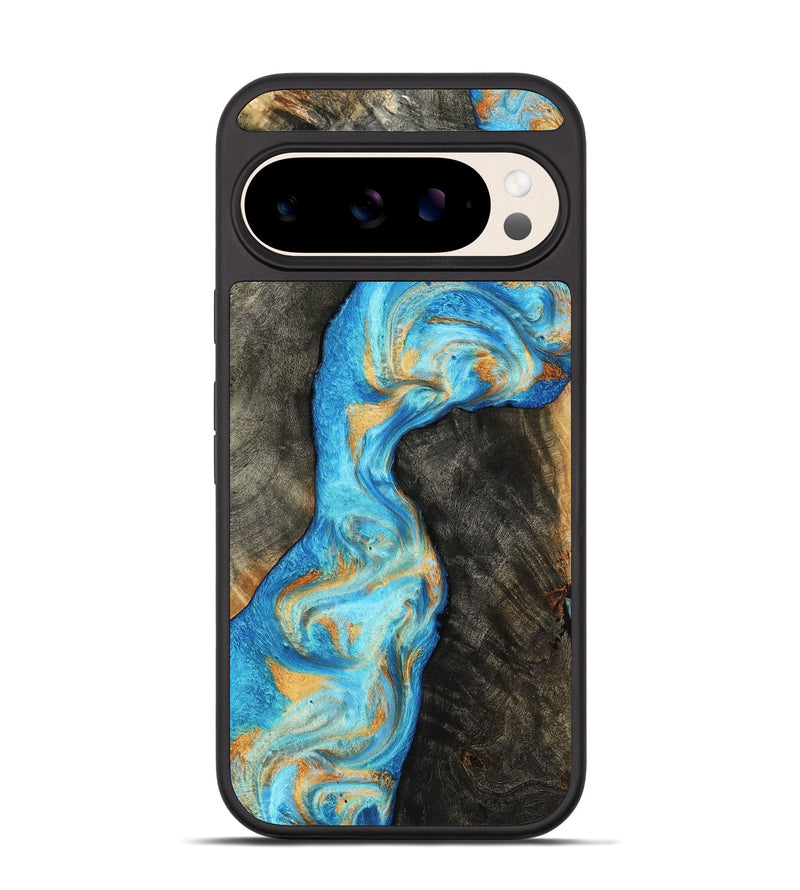 Pixel 10 Wood Phone Case - Oaklee (Teal & Gold, 801636)