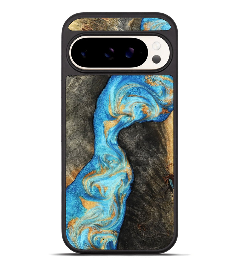 Pixel 10 Pro XL Wood Phone Case - Oaklee (Teal & Gold, 801636)