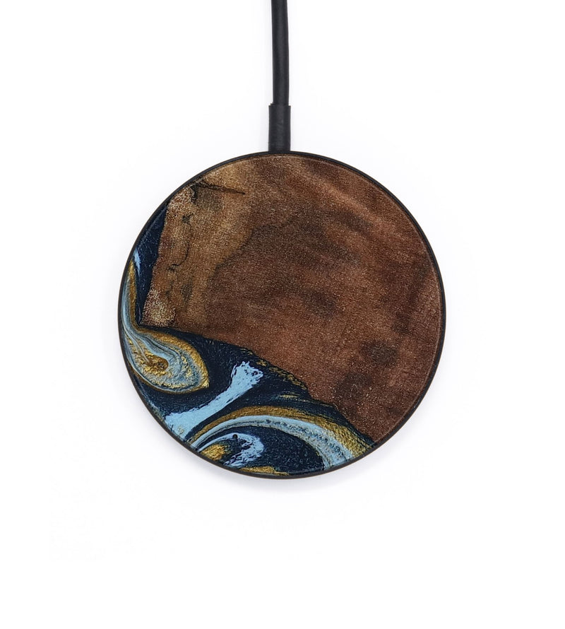 Circle Wood Wireless Charger - Billye (Teal & Gold, 801637)