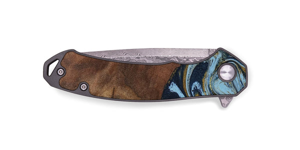 EDC Wood Pocket Knife - Billye (Teal & Gold, 801637)