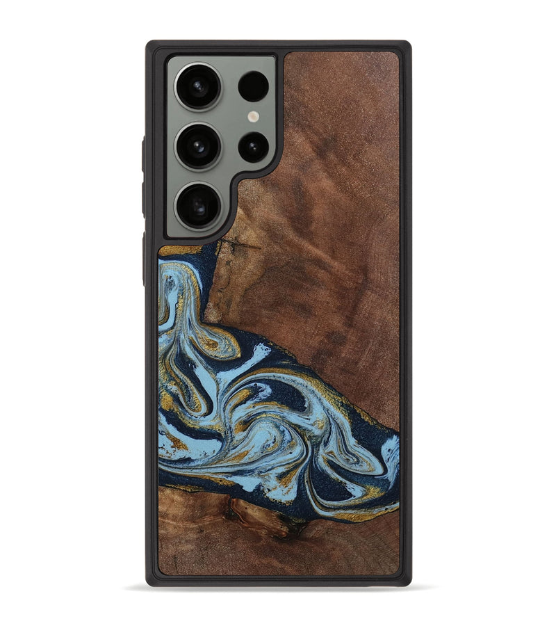 Galaxy S23 Ultra Wood Phone Case - Billye (Teal & Gold, 801637)