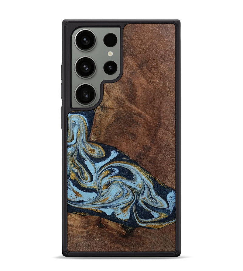 Galaxy S24 Ultra Wood Phone Case - Billye (Teal & Gold, 801637)