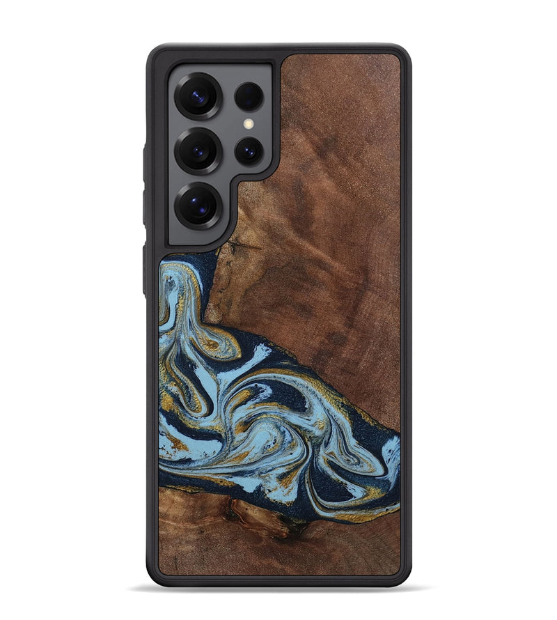 Galaxy S25 Ultra Wood Phone Case - Billye (Teal & Gold, 801637)
