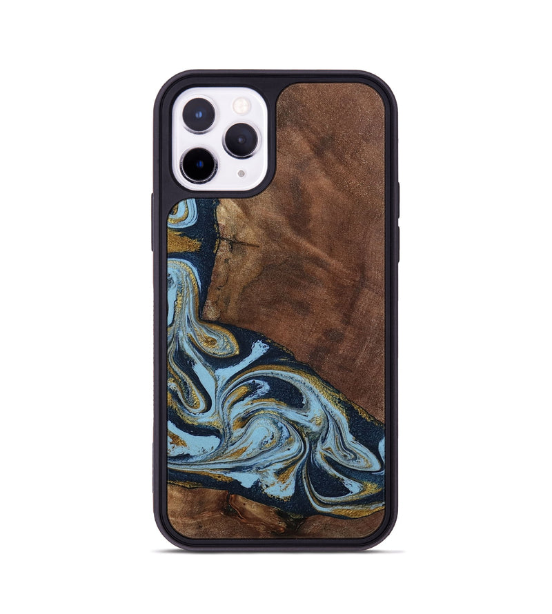 iPhone 11 Pro Wood Phone Case - Billye (Teal & Gold, 801637)