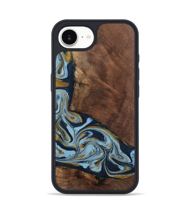 iPhone 16e Wood Phone Case - Billye (Teal & Gold, 801637)