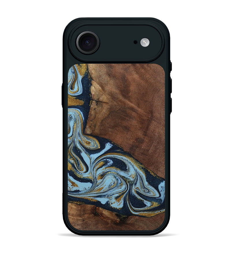 iPhone 17 Air Wood Phone Case - Billye (Teal & Gold, 801637)