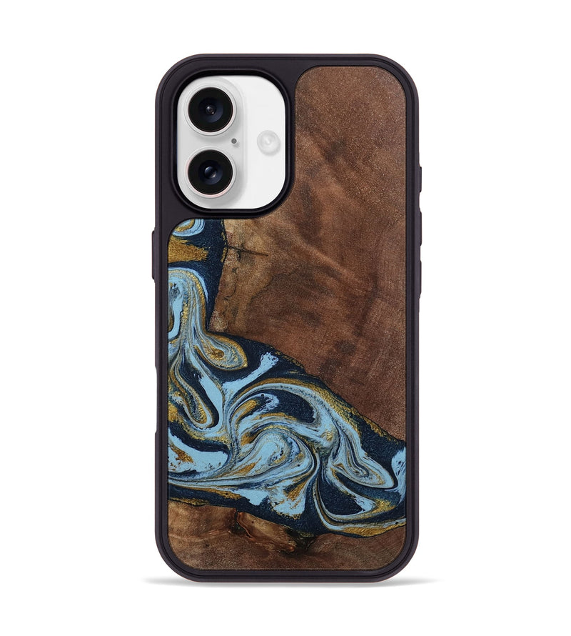 iPhone 17 Wood Phone Case - Billye (Teal & Gold, 801637)
