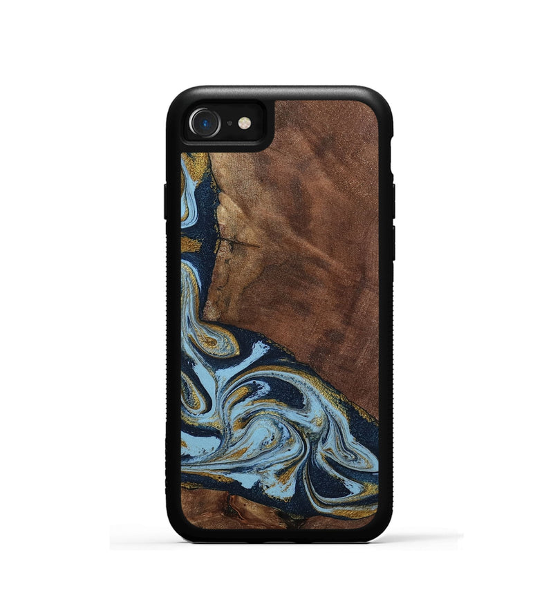 iPhone SE Wood Phone Case - Billye (Teal & Gold, 801637)