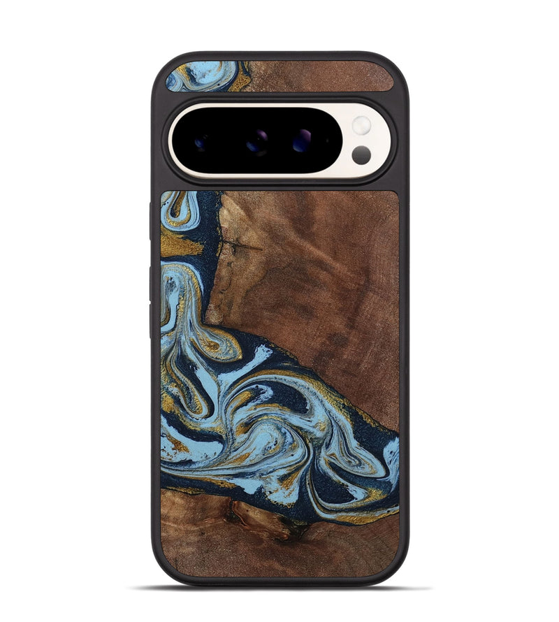 Pixel 9 Wood Phone Case - Billye (Teal & Gold, 801637)