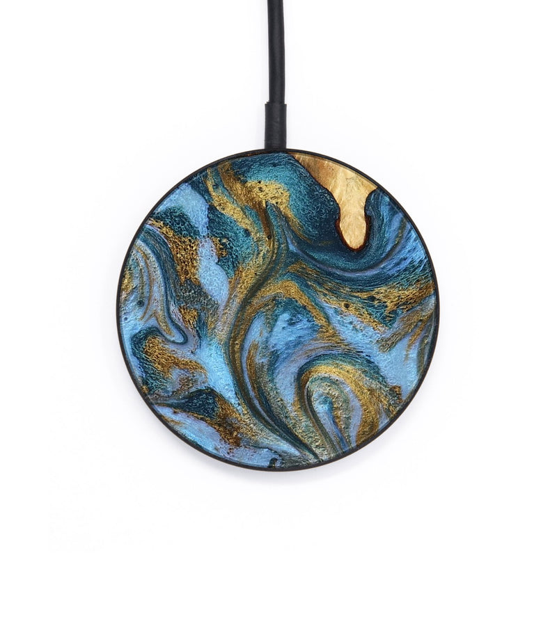 Circle Wood Wireless Charger - Mael (Teal & Gold, 801638)