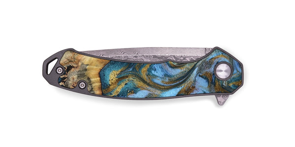 EDC Wood Pocket Knife - Mael (Teal & Gold, 801638)