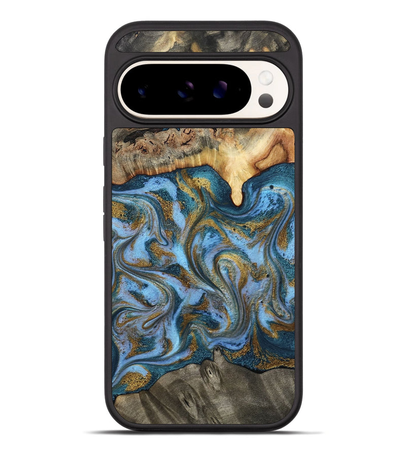Pixel 10 Pro XL Wood Phone Case - Mael (Teal & Gold, 801638)