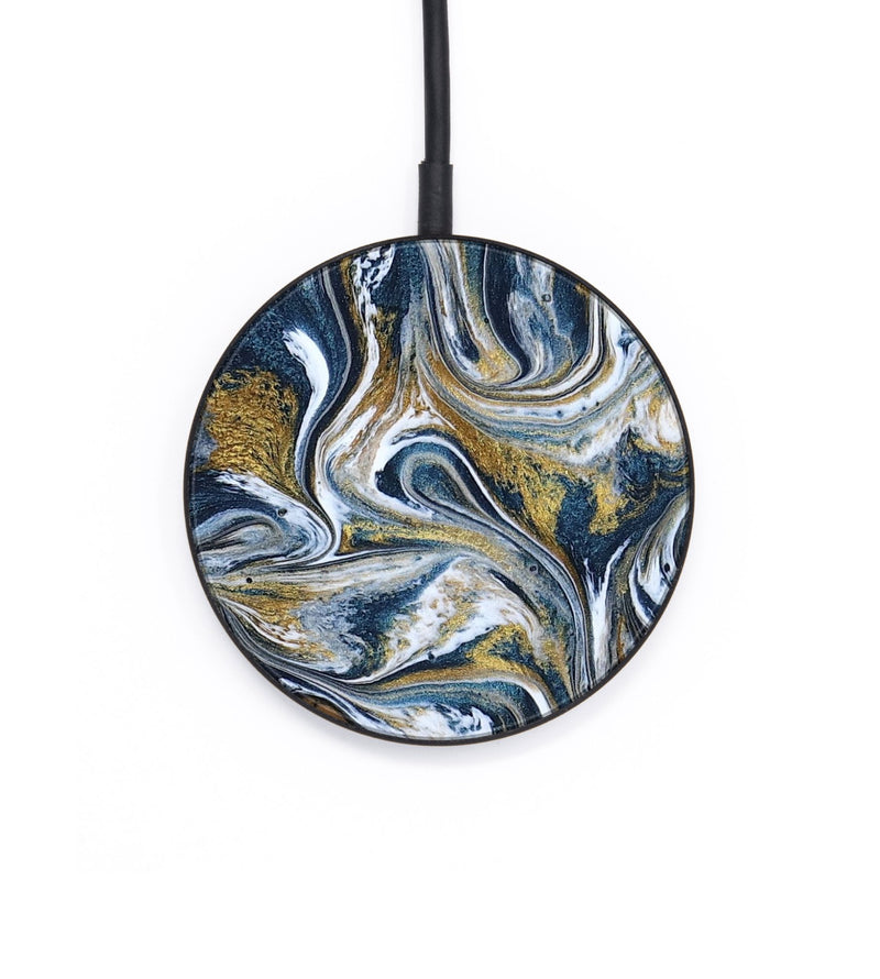 Circle Wood Wireless Charger - Latisha (Teal & Gold, 801639)
