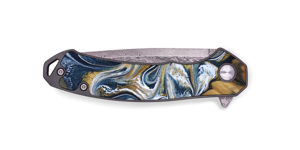 EDC Wood Pocket Knife - Latisha (Teal & Gold, 801639)