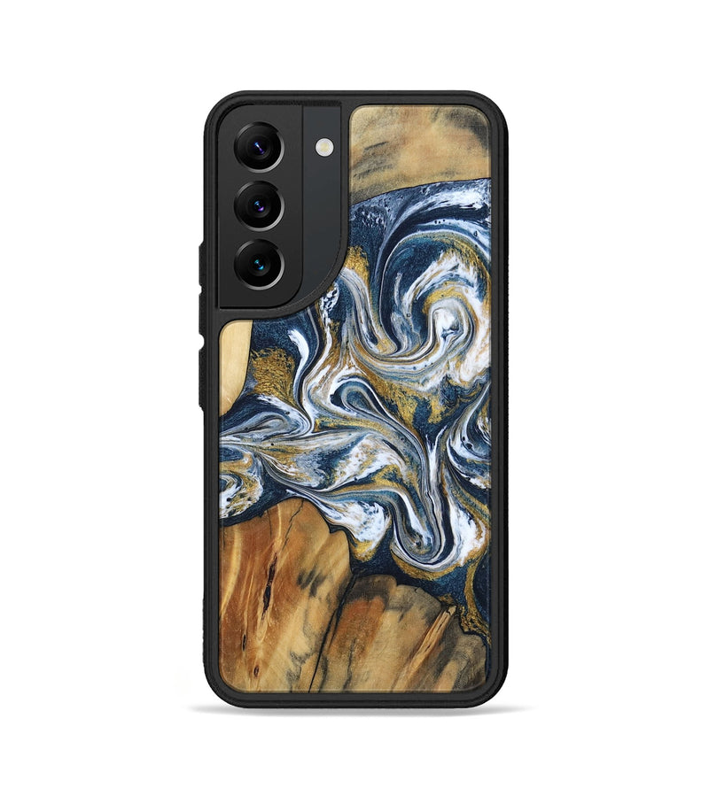 Galaxy S22 Wood Phone Case - Latisha (Teal & Gold, 801639)