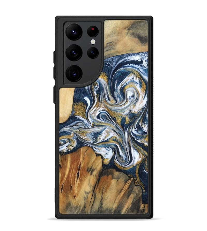Galaxy S22 Ultra Wood Phone Case - Latisha (Teal & Gold, 801639)