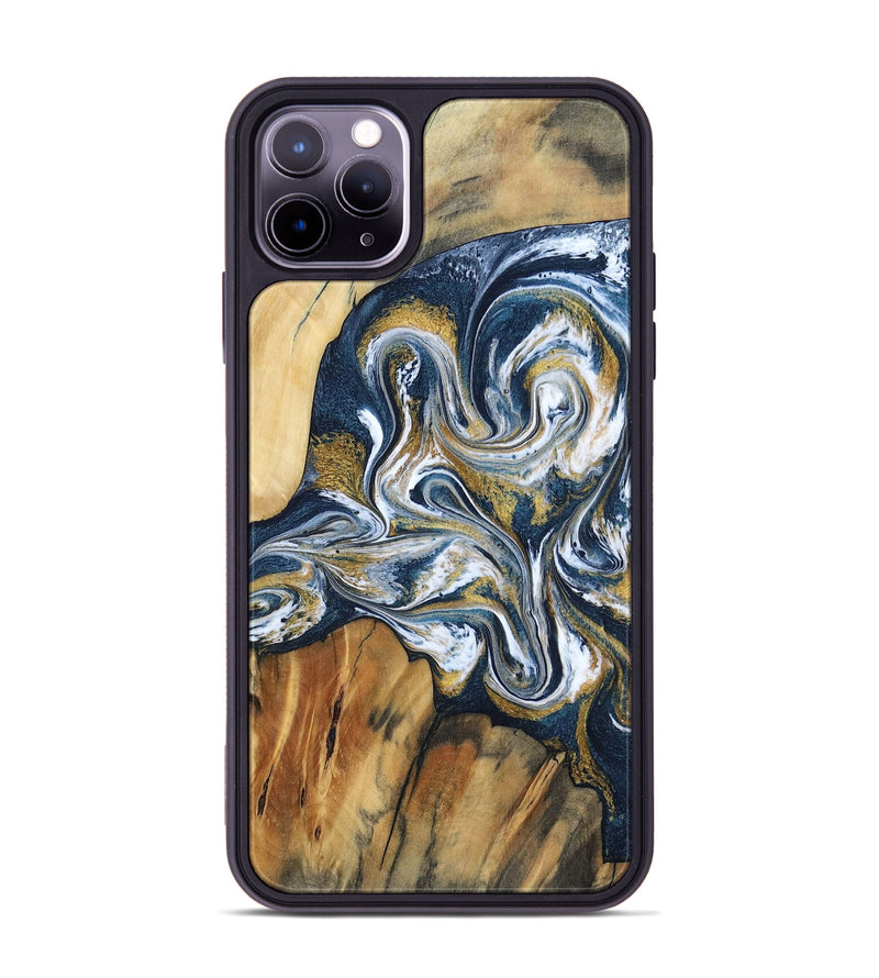 iPhone 11 Pro Max Wood Phone Case - Latisha (Teal & Gold, 801639)