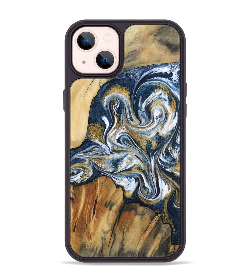iPhone 14 Plus Wood Phone Case - Latisha (Teal & Gold, 801639)