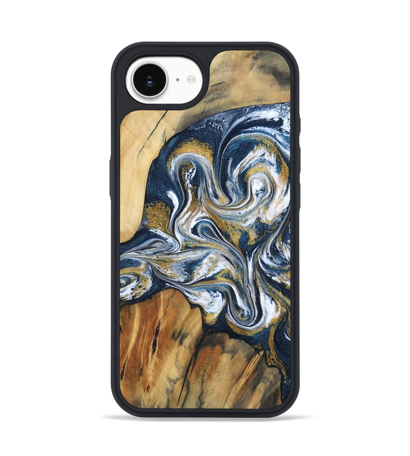 iPhone 16e Wood Phone Case - Latisha (Teal & Gold, 801639)