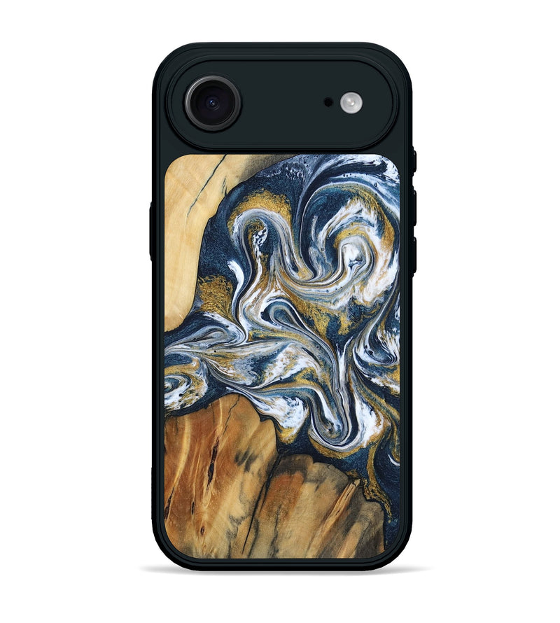 iPhone 17 Air Wood Phone Case - Latisha (Teal & Gold, 801639)