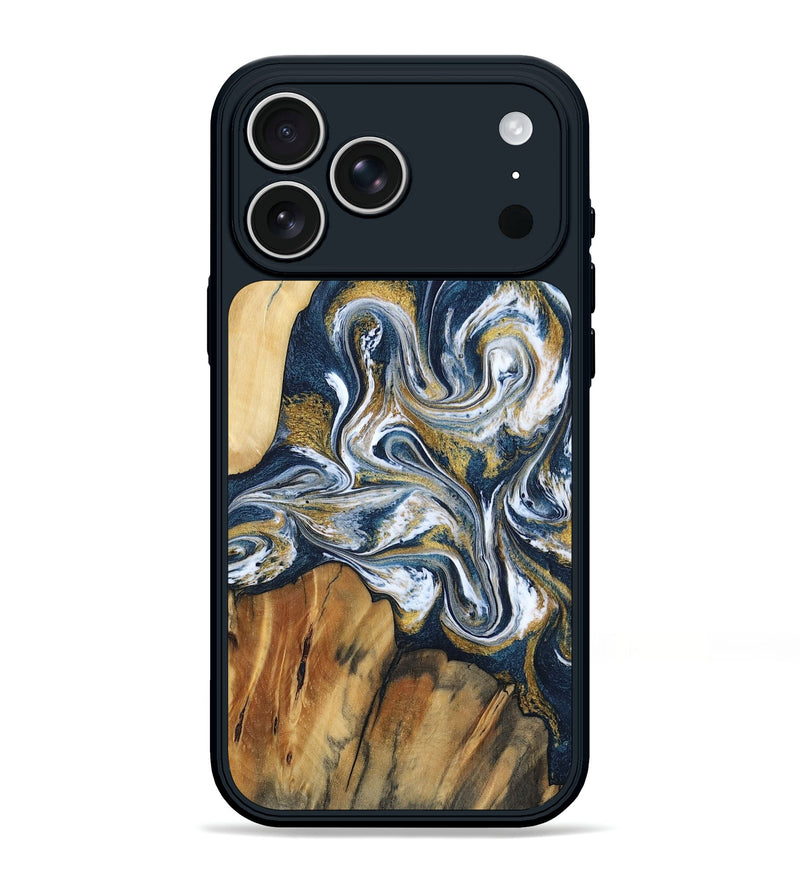 iPhone 17 Pro Max Wood Phone Case - Latisha (Teal & Gold, 801639)