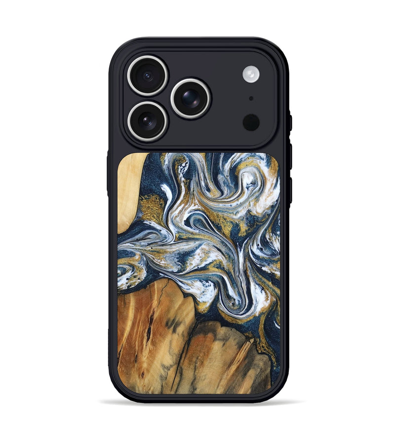 iPhone 17 Pro Wood Phone Case - Latisha (Teal & Gold, 801639)