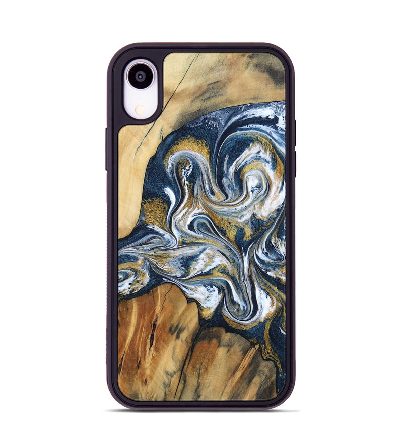 iPhone Xr Wood Phone Case - Latisha (Teal & Gold, 801639)
