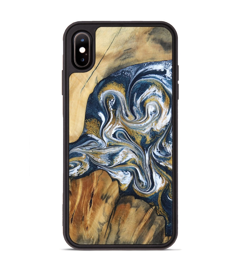 iPhone Xs Max Wood Phone Case - Latisha (Teal & Gold, 801639)