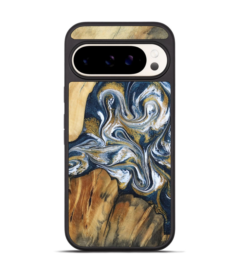 Pixel 9 Pro Wood Phone Case - Latisha (Teal & Gold, 801639)