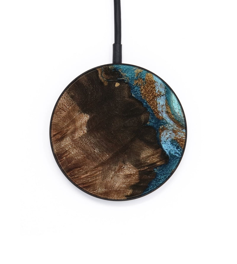 Circle Wood Wireless Charger - Janae (Teal & Gold, 801640)