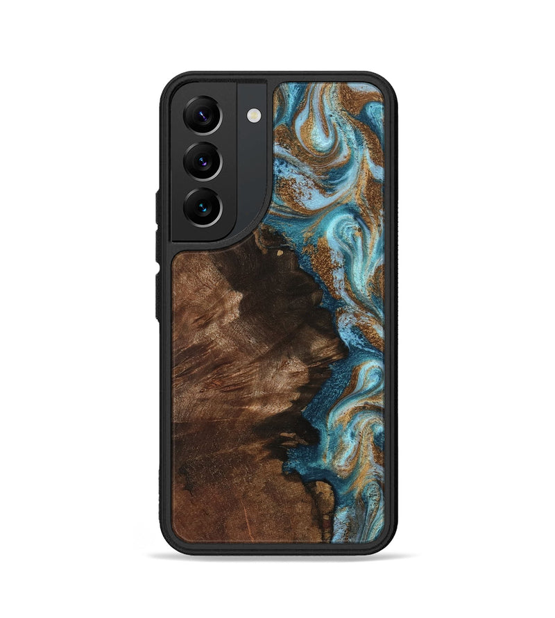 Galaxy S22 Wood Phone Case - Janae (Teal & Gold, 801640)