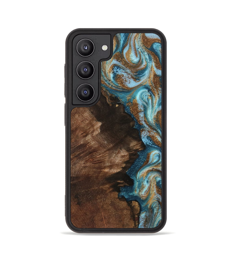 Galaxy S23 Wood Phone Case - Janae (Teal & Gold, 801640)
