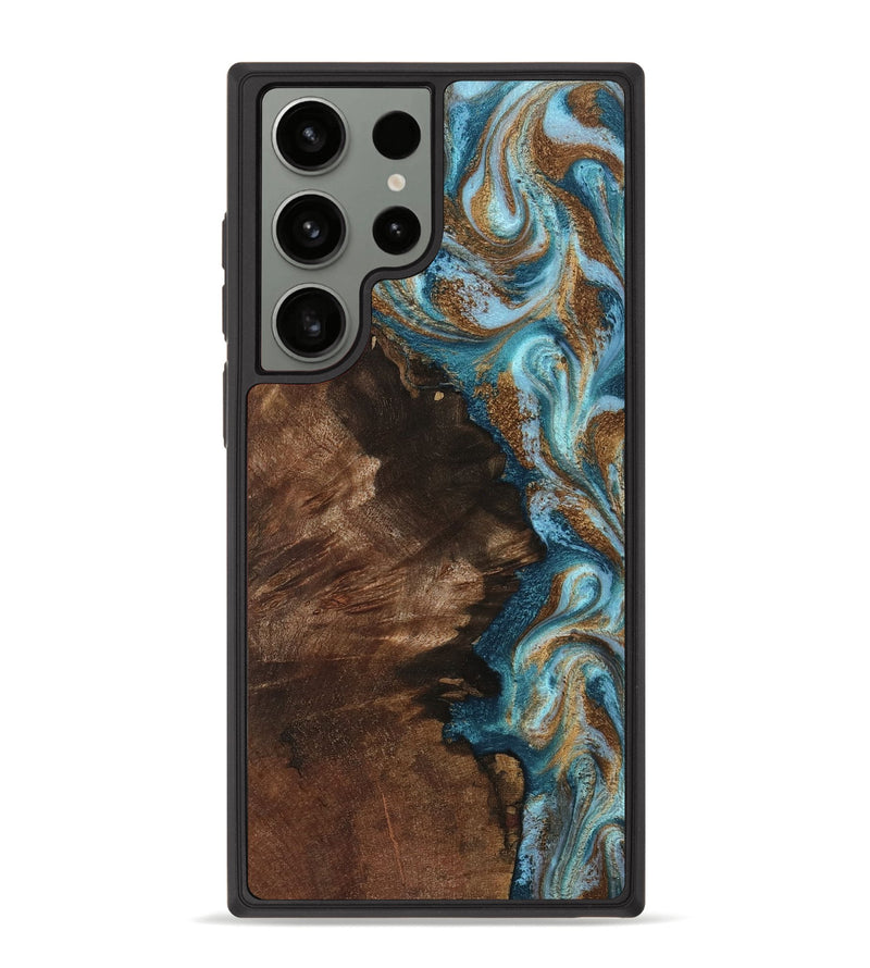 Galaxy S23 Ultra Wood Phone Case - Janae (Teal & Gold, 801640)
