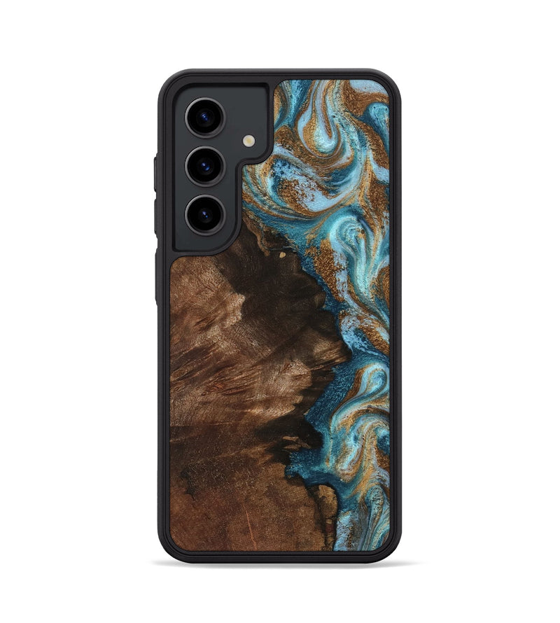 Galaxy S24 Wood Phone Case - Janae (Teal & Gold, 801640)