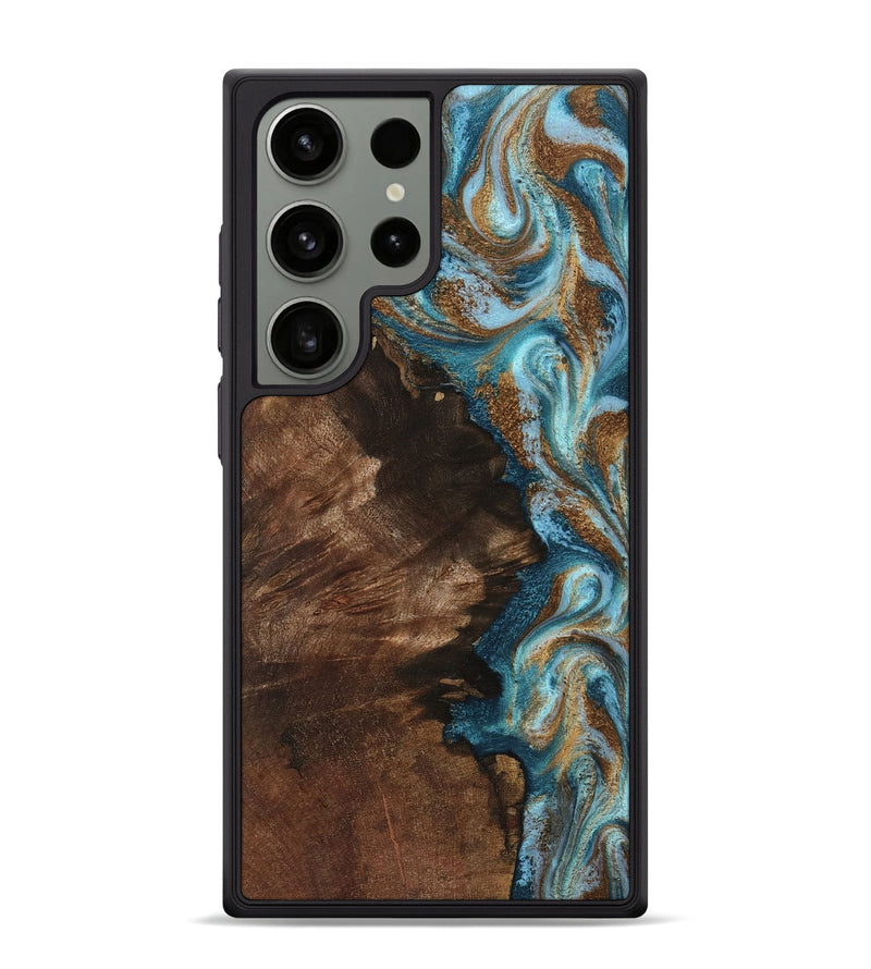 Galaxy S24 Ultra Wood Phone Case - Janae (Teal & Gold, 801640)