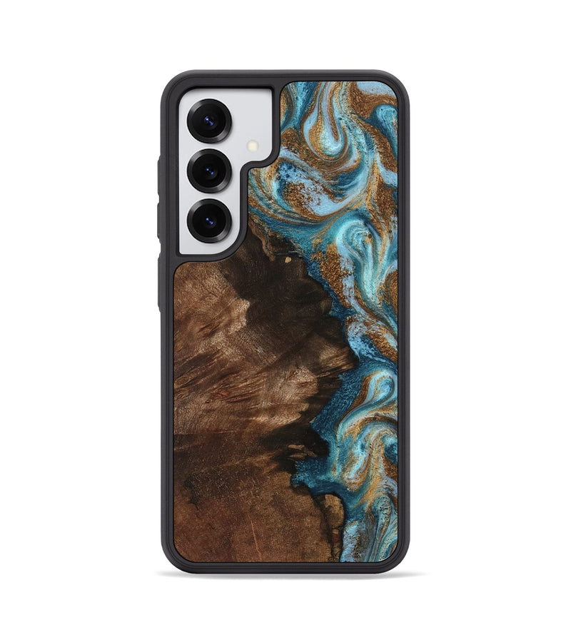 Galaxy S25 Wood Phone Case - Janae (Teal & Gold, 801640)