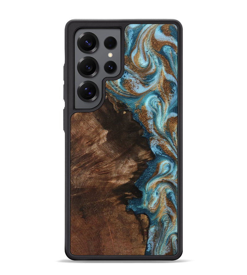 Galaxy S25 Ultra Wood Phone Case - Janae (Teal & Gold, 801640)
