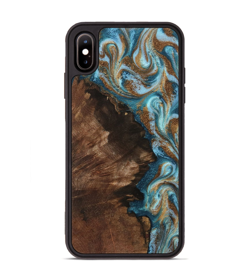 iPhone Xs Max Wood Phone Case - Janae (Teal & Gold, 801640)