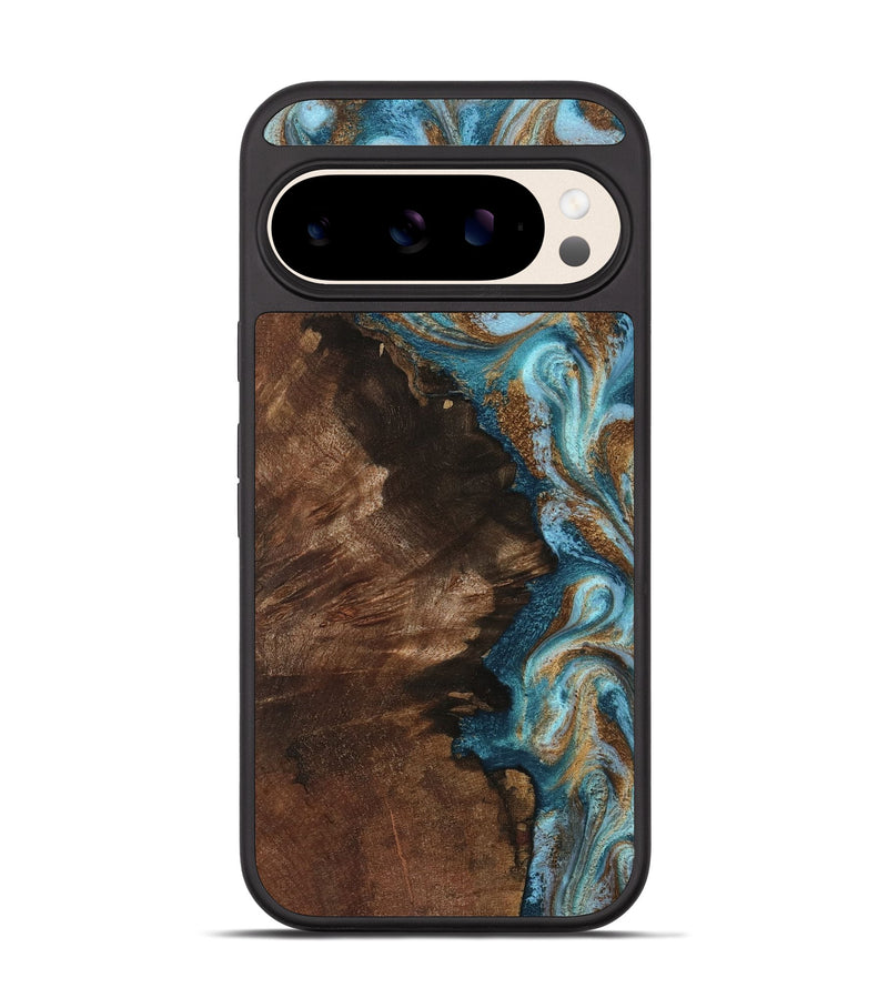 Pixel 10 Wood Phone Case - Janae (Teal & Gold, 801640)