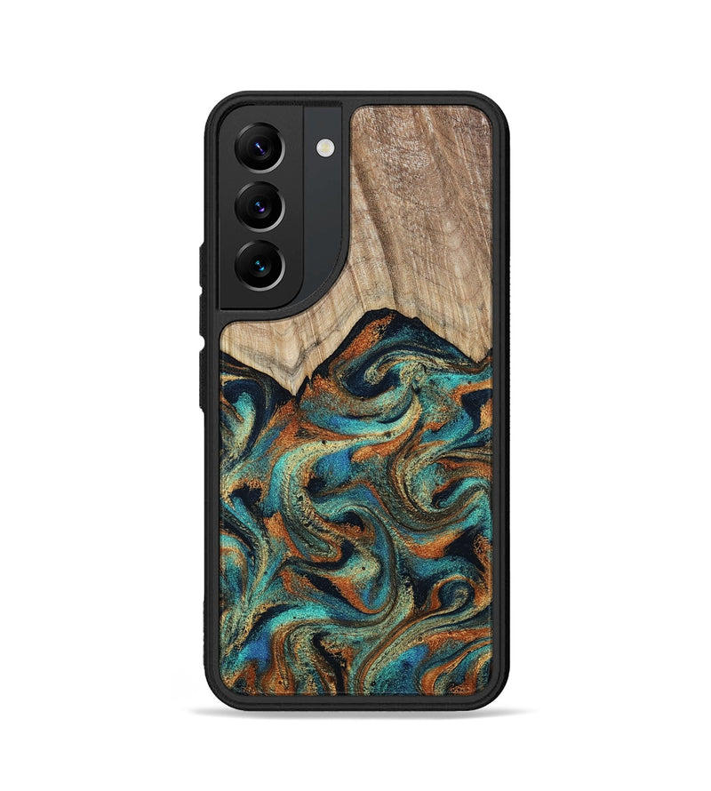 Galaxy S22 Wood Phone Case - Petra (Teal & Gold, 801641)