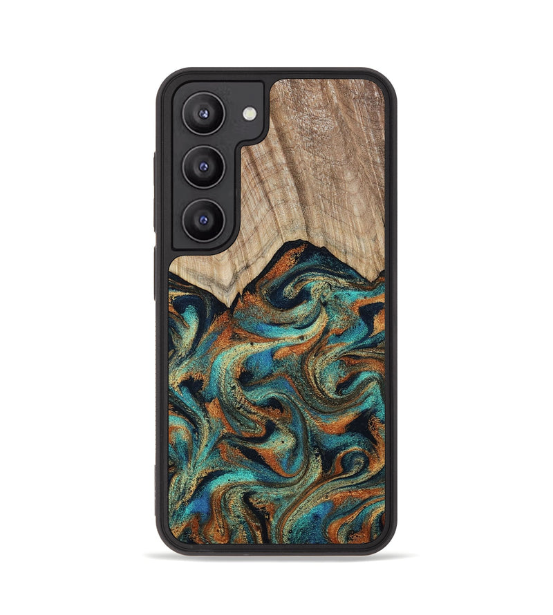 Galaxy S23 Wood Phone Case - Petra (Teal & Gold, 801641)
