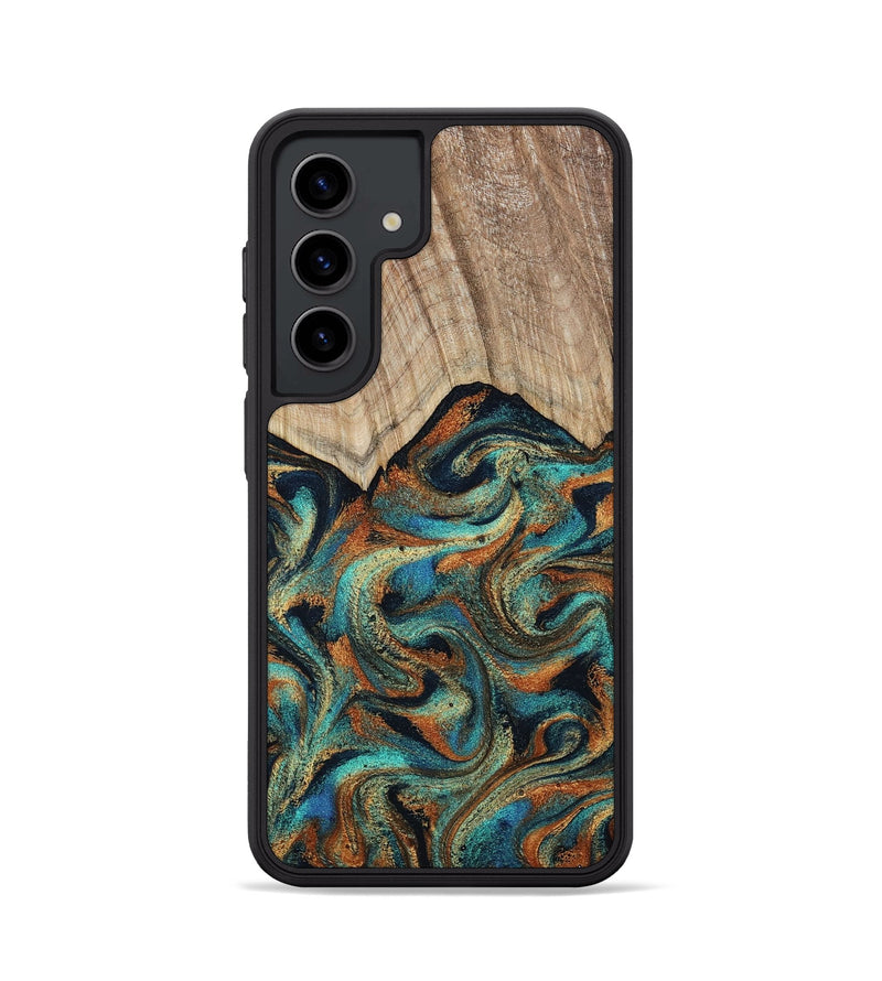 Galaxy S24 Wood Phone Case - Petra (Teal & Gold, 801641)