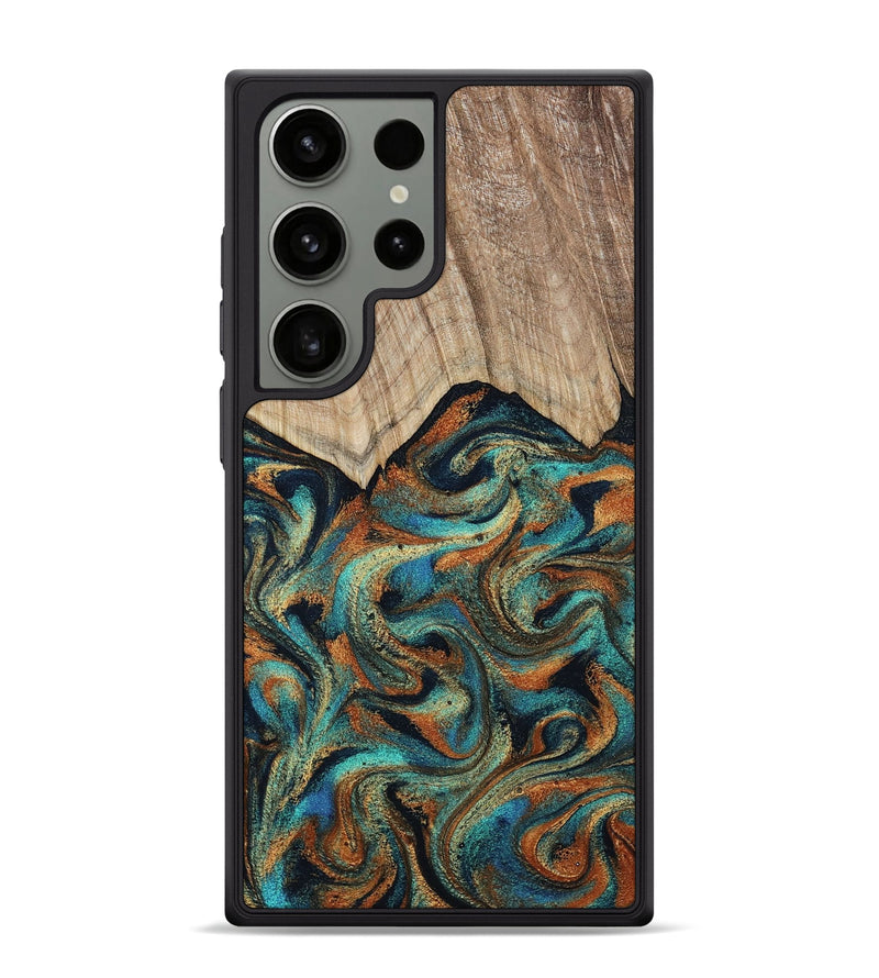 Galaxy S24 Ultra Wood Phone Case - Petra (Teal & Gold, 801641)