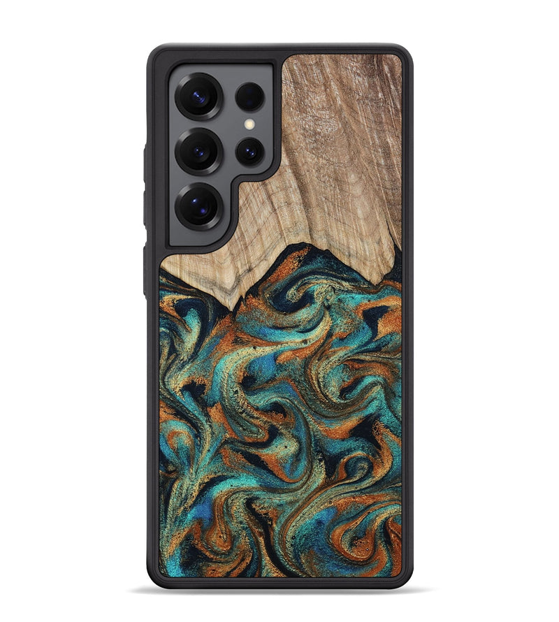 Galaxy S25 Ultra Wood Phone Case - Petra (Teal & Gold, 801641)