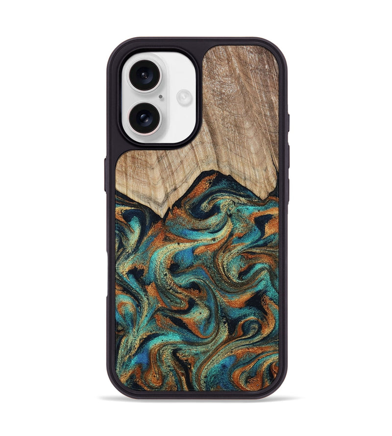iPhone 17 Wood Phone Case - Petra (Teal & Gold, 801641)