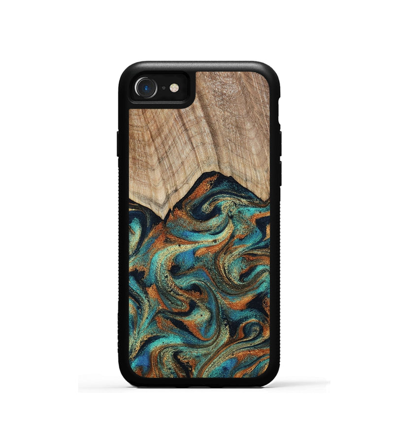iPhone SE Wood Phone Case - Petra (Teal & Gold, 801641)