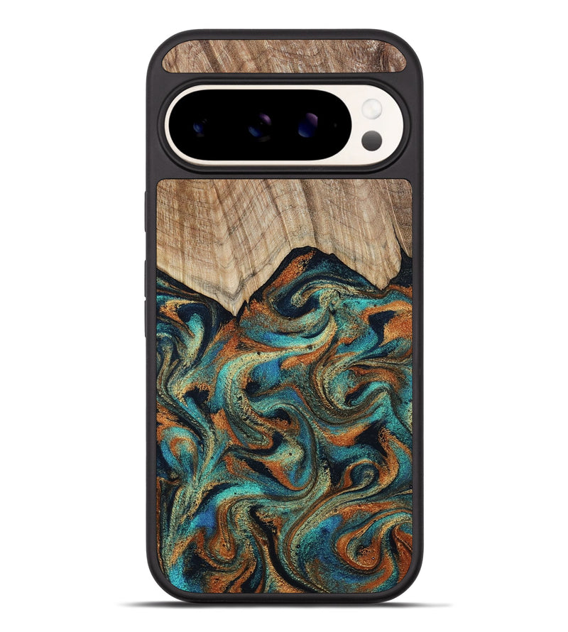 Pixel 9 Pro XL Wood Phone Case - Petra (Teal & Gold, 801641)